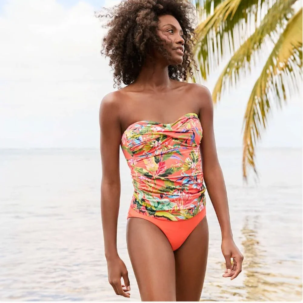 Lands' End Bandeau Tankini Swimsuit Top - Size: 2 Long (Altered) - NWT